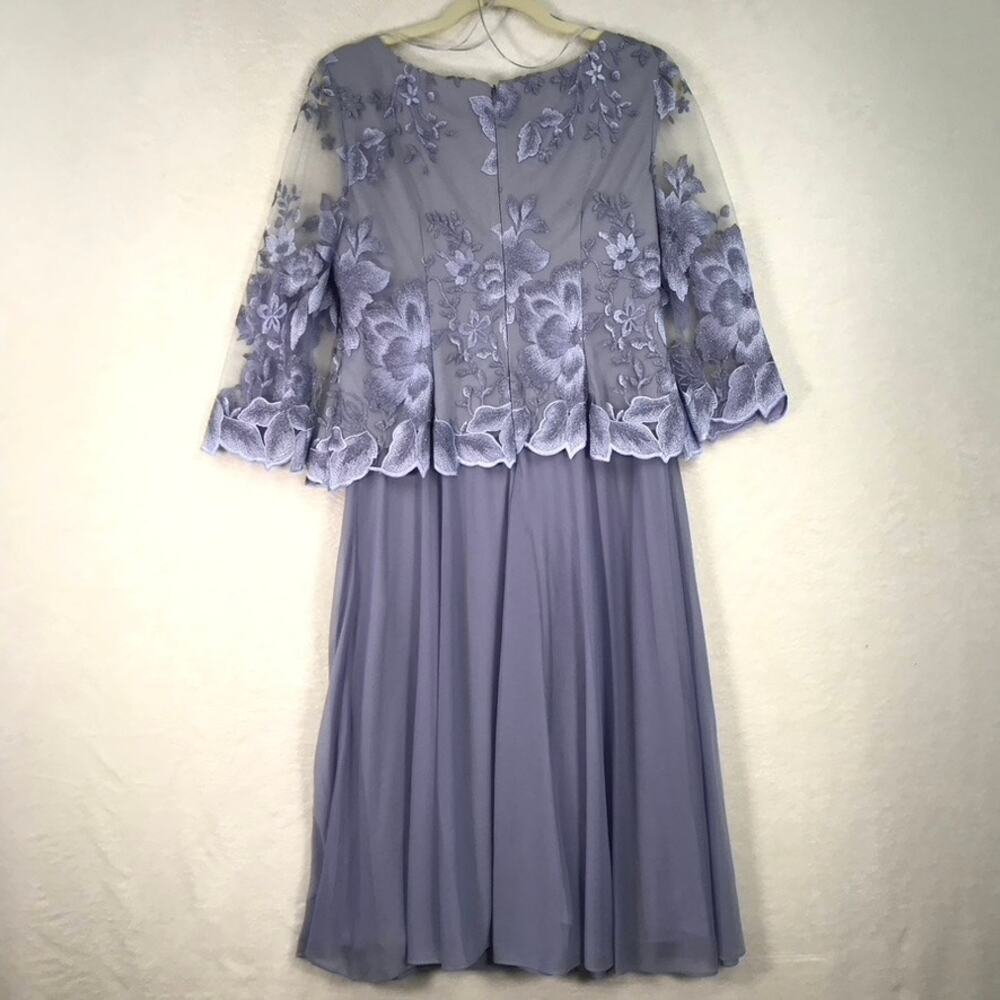 Alex Evenings Dress Size 4 Purple Embroidered Chiffon Mock Tea Knee Length Midi - Picture 10 of 14